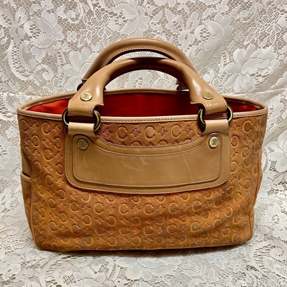 Vintage Celine Rust Orange Brown Suede Leather Handbag - Picture 1 of 16